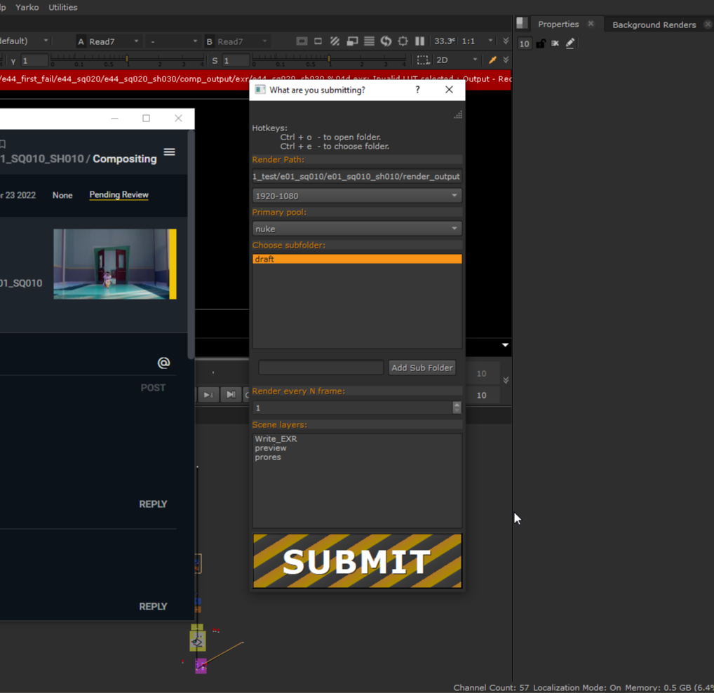 Nuke · Deadline — Custom farm submitter I wrote — Nuke to Deadline